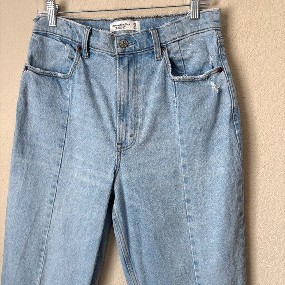 Abercrombie & Fitch The 90s Straight Leg Ultra High Rise Split Hem Jeans 10 Long - Picture 4 of 11